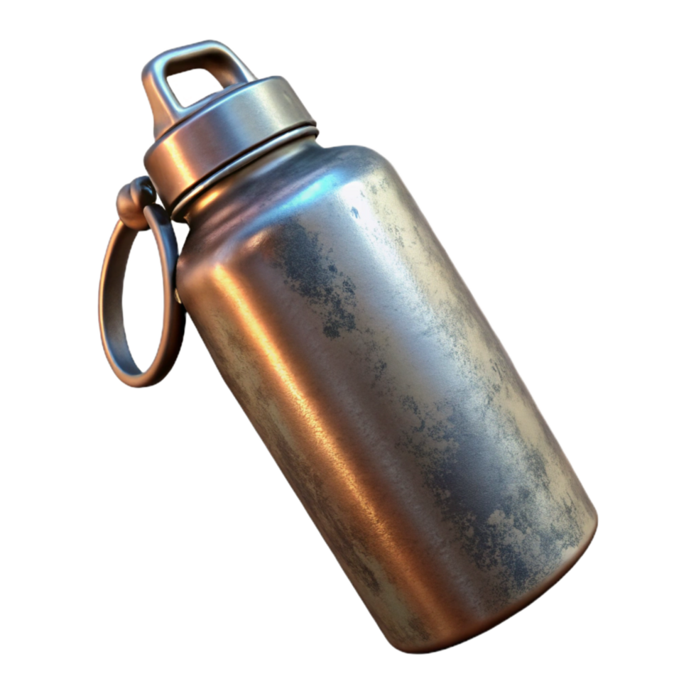 magnificent creative Metal Water Bottle with Carabiner Clip Transparent Background professional png