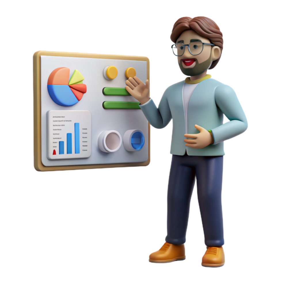 elegant artistic Meteorologist Analyzing Data Chart Transparent Background original png