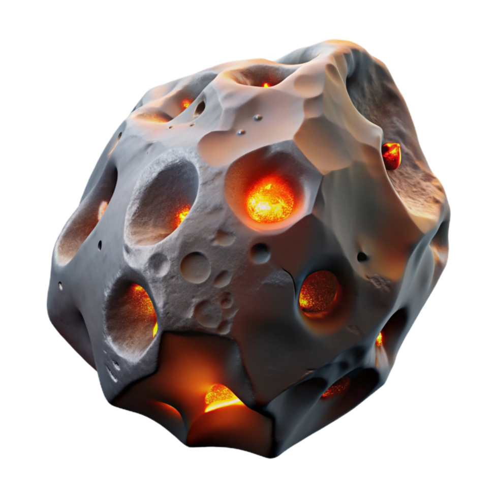 impressive vintage Meteorite Fragment Cutout with Burn Marks png