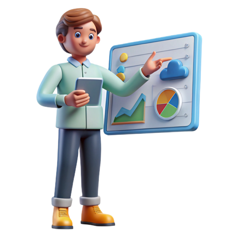 magnificent artistic Meteorologist Analyzing Data Chart Transparent Background high resolution png