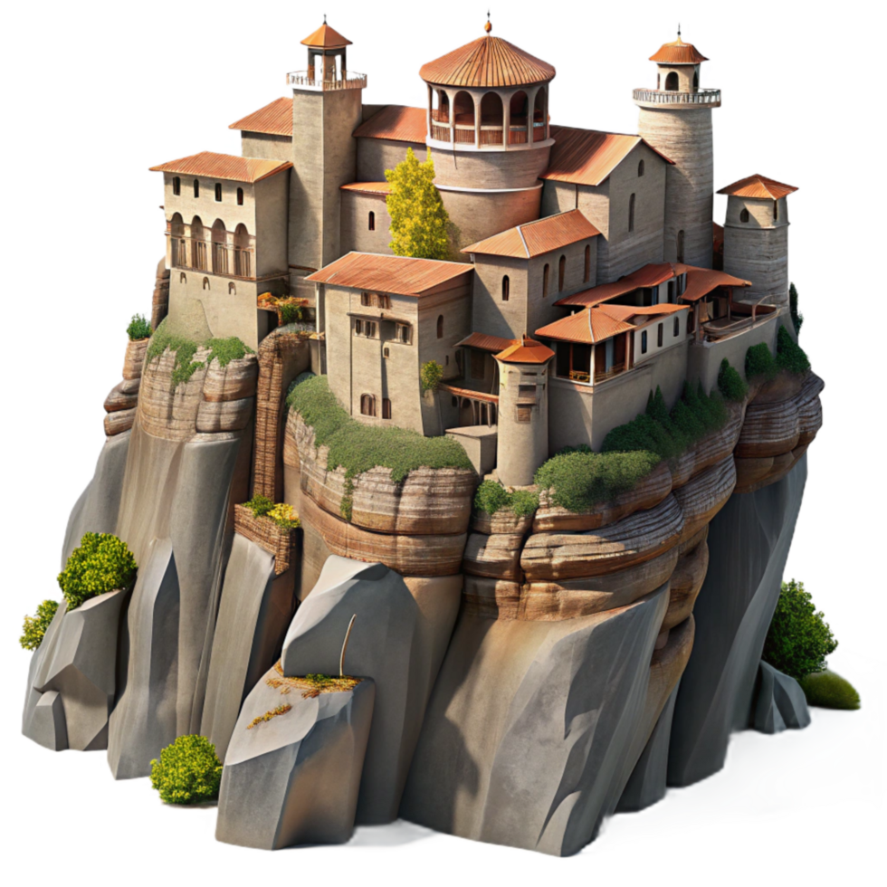 wonderful minimalist Meteora Monasteries Cliffside Monasteries Transparent Background original png