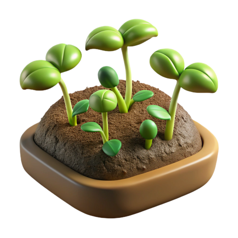 extraordinary artistic Microgreens Growing in Soil Close Up Transparent Background original png