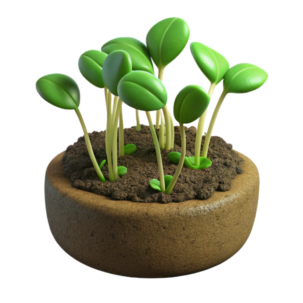 magnificent creative Microgreens Growing in Soil Close Up Transparent Background original png