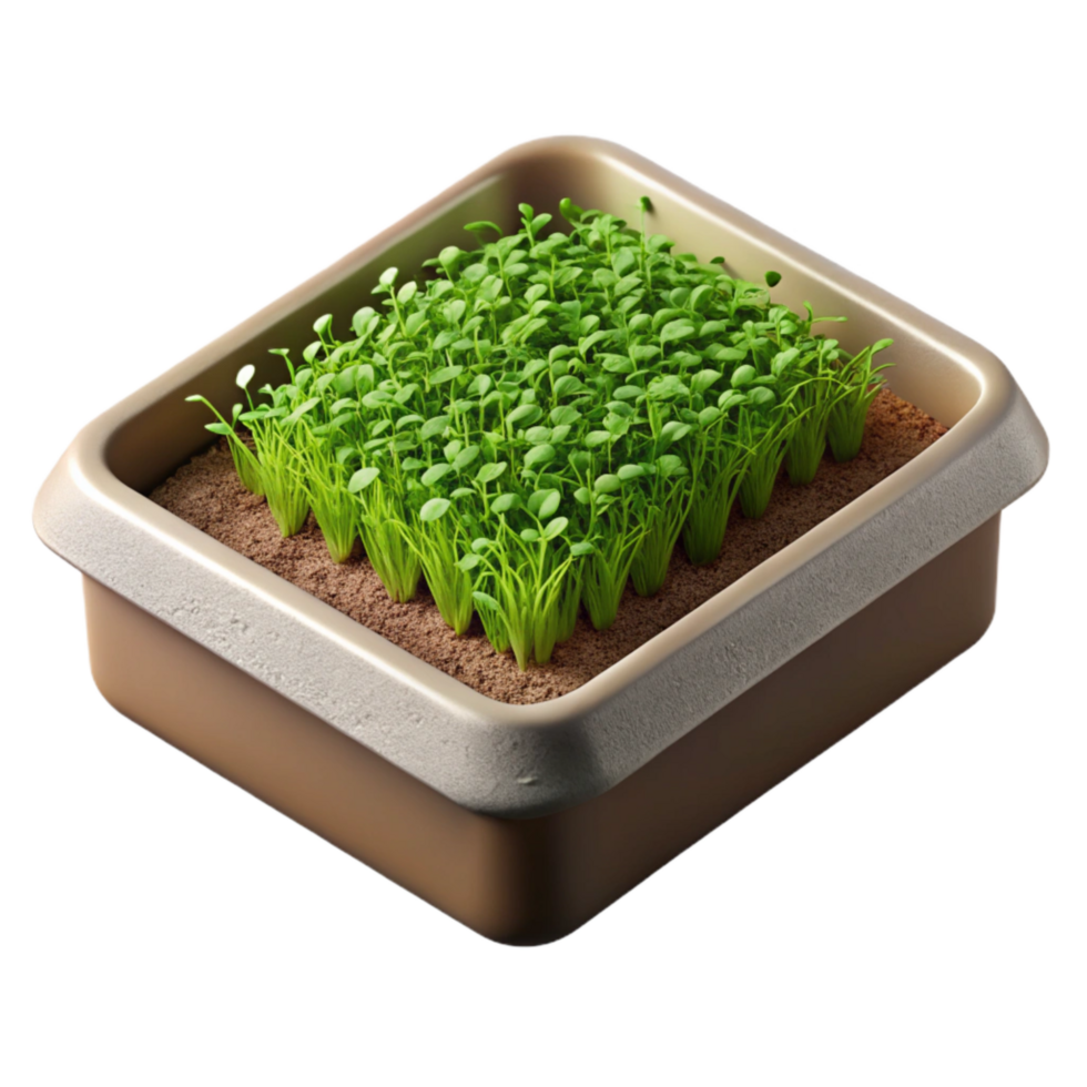 vibrant creative Microgreens Growing Tray Top View Isolated professional png