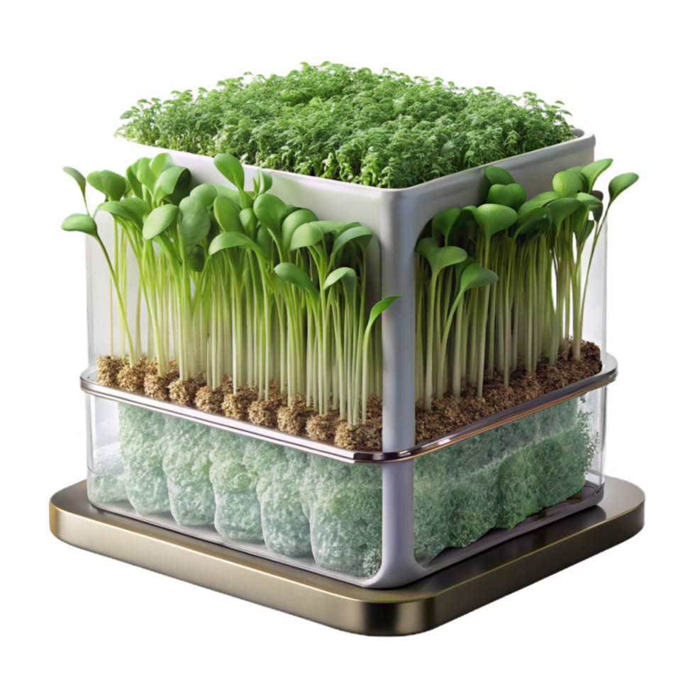 impressive artistic Microgreens Growing in Vertical System Transparent Background detailed png