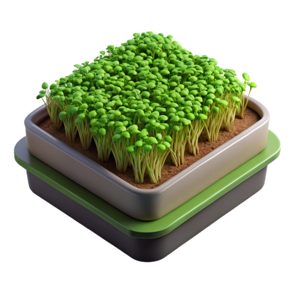 wonderful rustic Microgreens Growing Tray Top View Isolated premium png