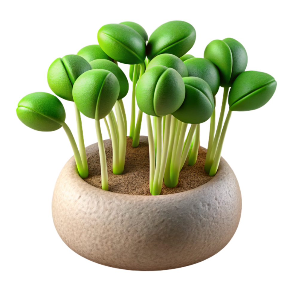 impressive minimalist Microgreens Sprouts Close Up Transparent Background high quality png