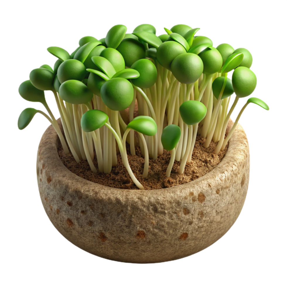dramatic artistic Microgreens Sprouts Close Up Transparent Background png