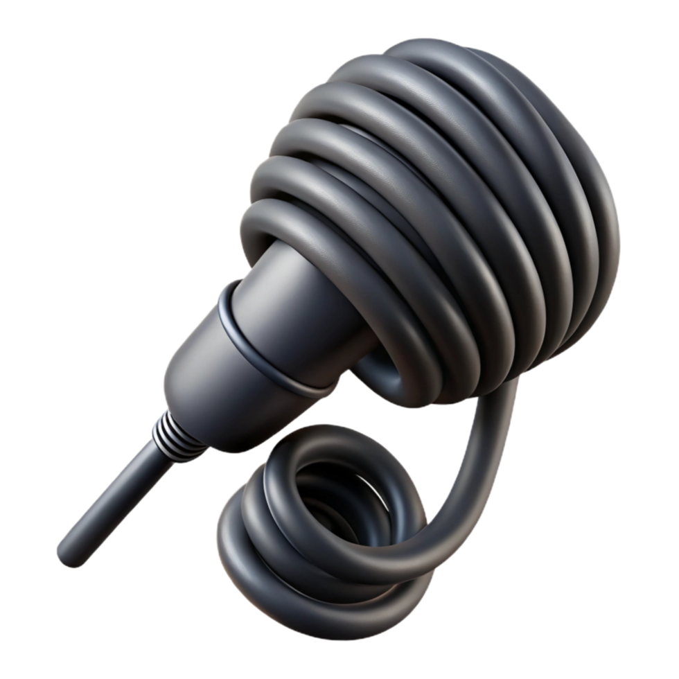 impressive creative Microphone Cable Coiled Black Isolated Cutout authentic png