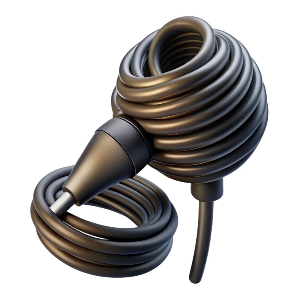 vibrant traditional Microphone Cable Coiled Black Isolated Cutout original png