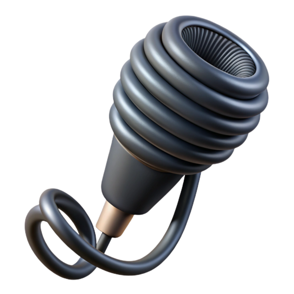 vibrant minimalist Microphone Cable Coiled Black Isolated Cutout exclusive png
