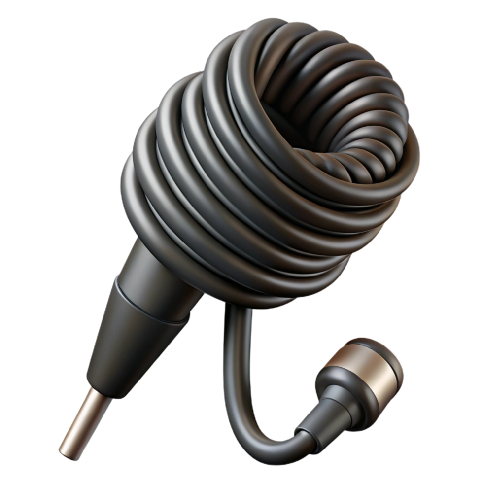 stunning rustic Microphone Cable Coiled Black Isolated Cutout png