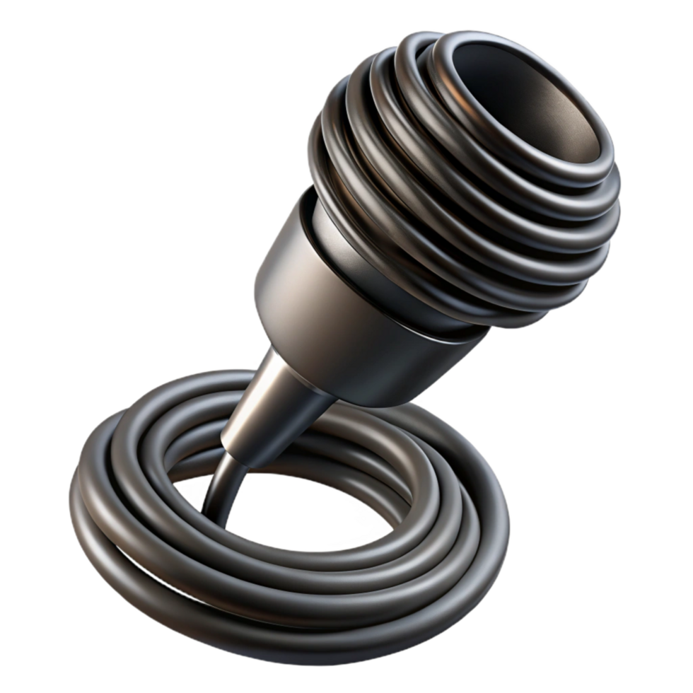beautiful creative Microphone Cable Coiled Black Isolated Cutout premium png