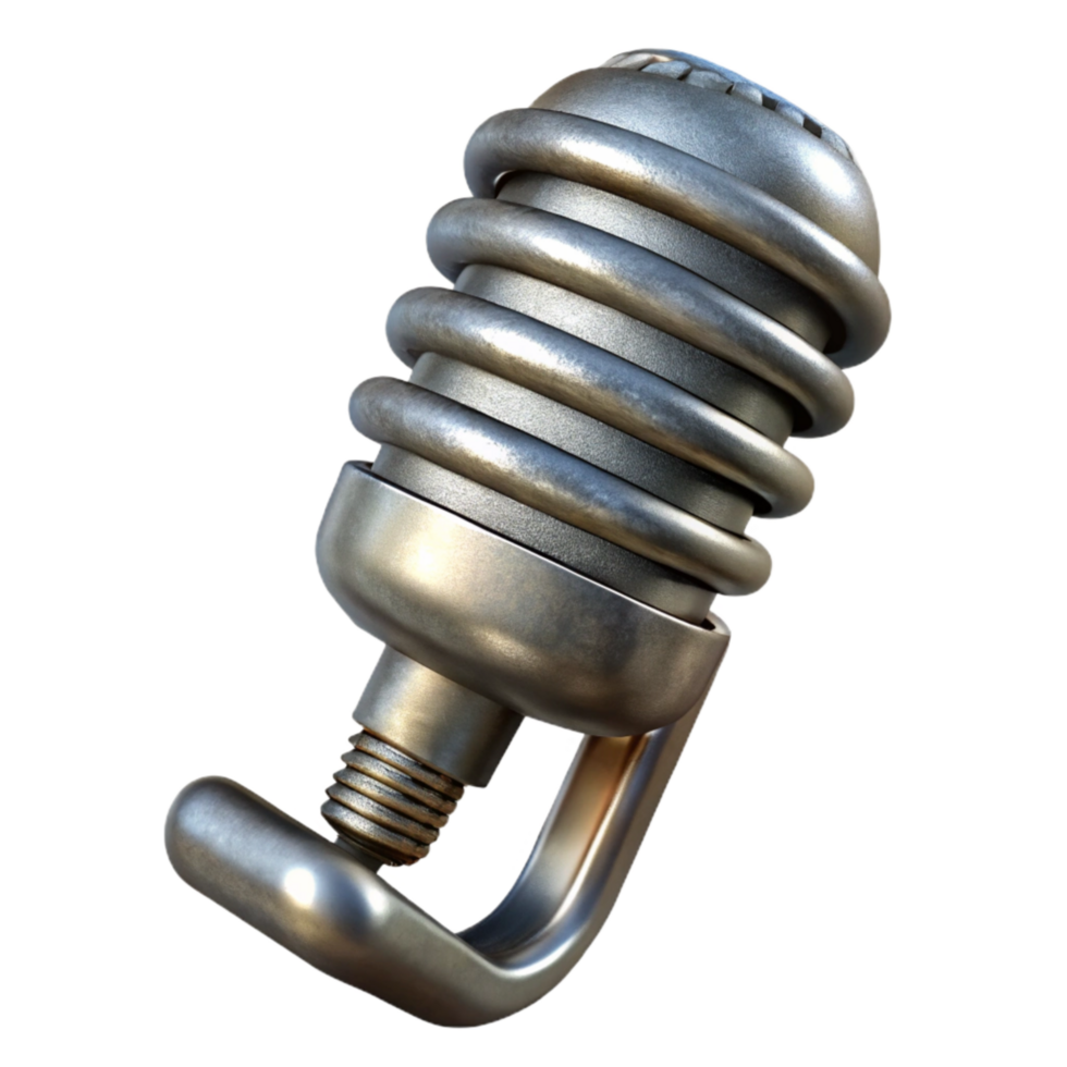 serene minimalist Microphone Clip Metal Spring Loaded Isolated Element Transparent Background high resolution png