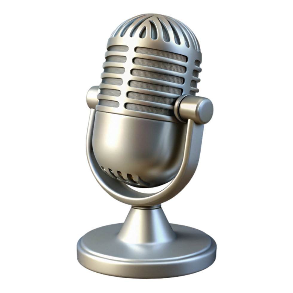 extraordinary modern Microphone Retro Style Silver Isolated on Transparent Background professional png