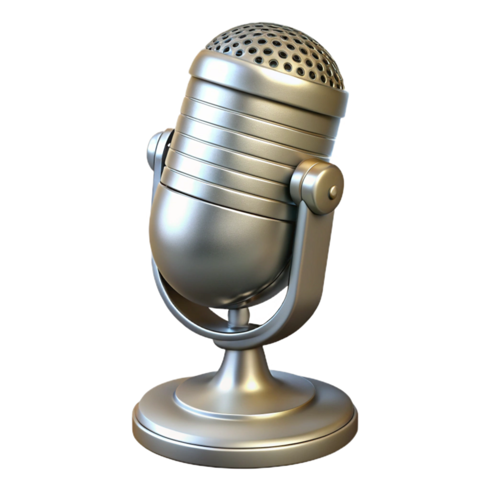 beautiful traditional Microphone Retro Style Silver Isolated on Transparent Background authentic png