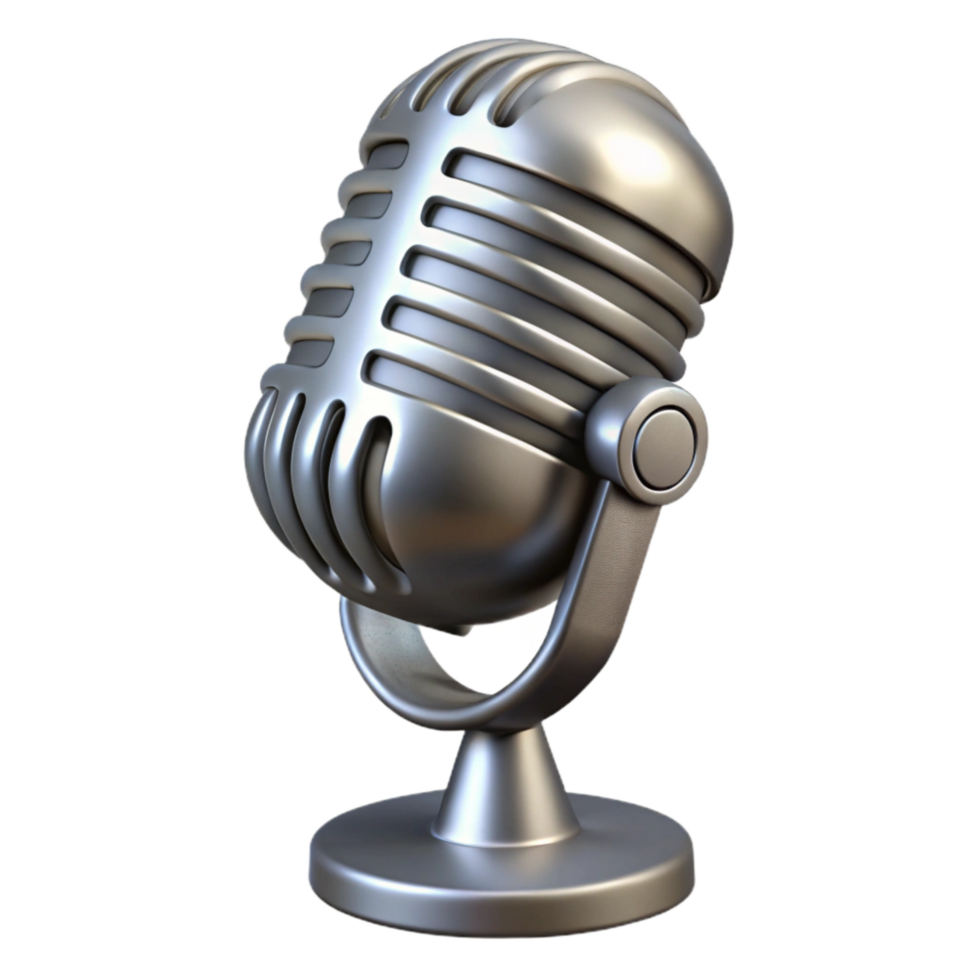 dramatic modern Microphone Retro Style Silver Isolated on Transparent Background premium png