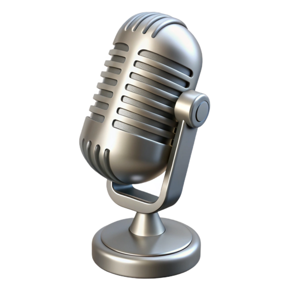vibrant rustic Microphone Retro Style Silver Isolated on Transparent Background genuine png