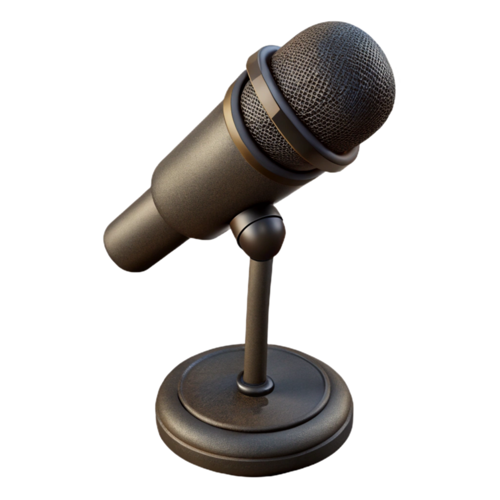 dramatic minimalist Microphone Stand Black Isolated high quality png