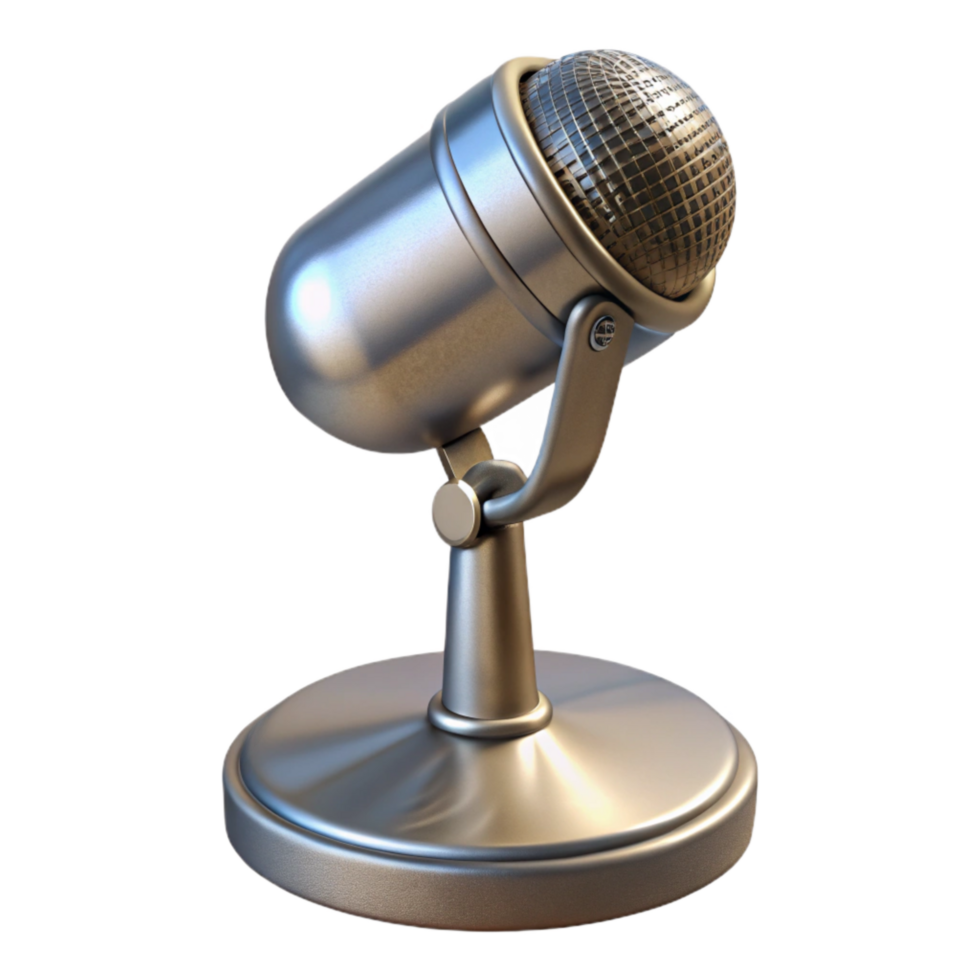 magnificent creative Microphone Stand Chrome Finish Cutout Transparent Background professional png