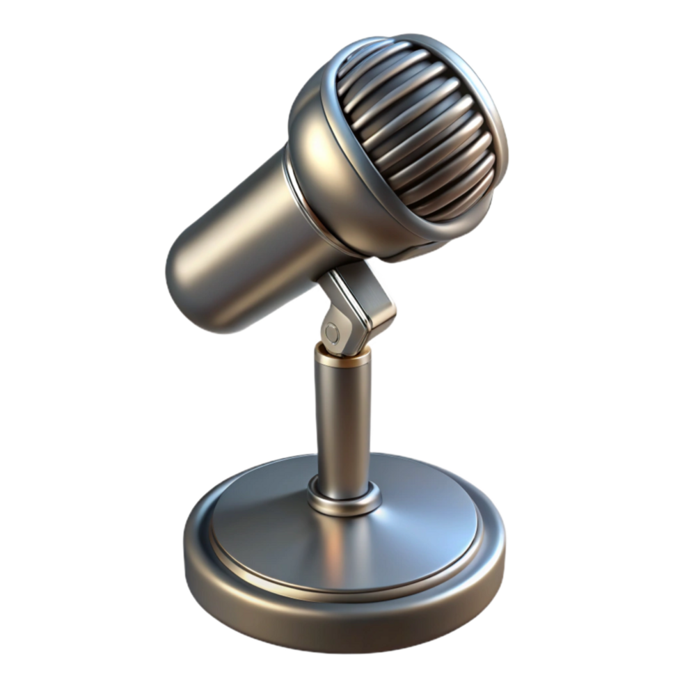 extraordinary artistic Microphone Stand Chrome Finish Cutout Transparent Background high resolution png