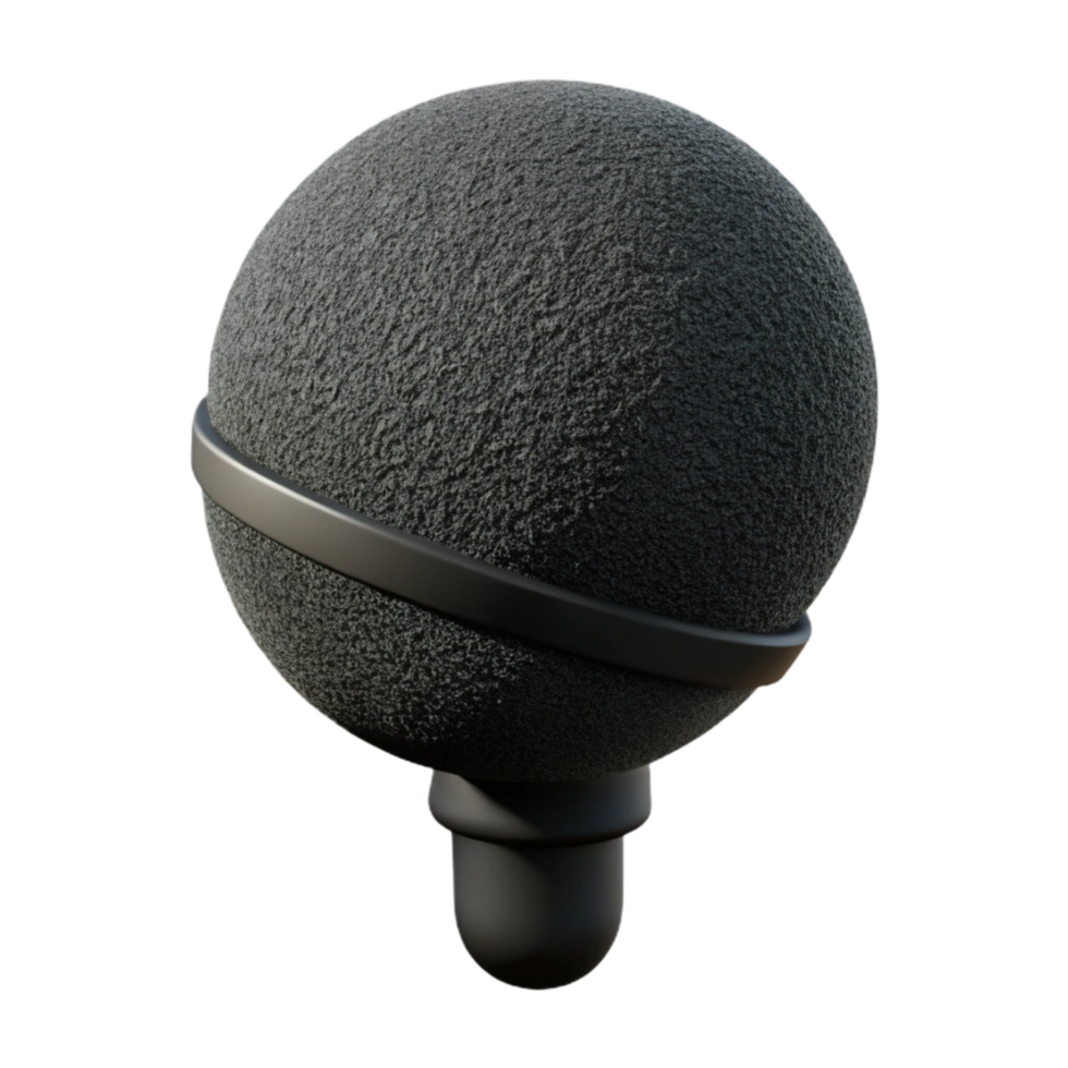 dramatic vintage Microphone Windscreen Foam Ball Shape Black Color Cutout exclusive png
