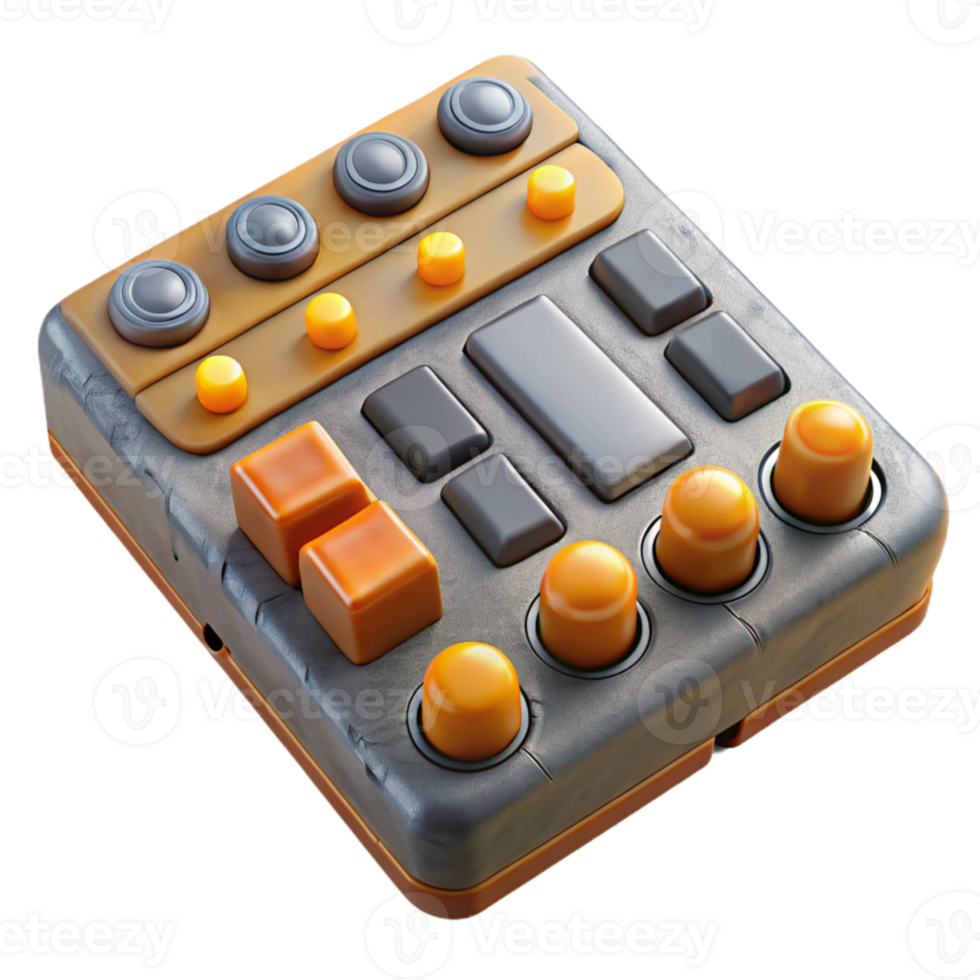 beautiful rustic Midi Controller Knobs and Sliders Top View Isolated high quality png