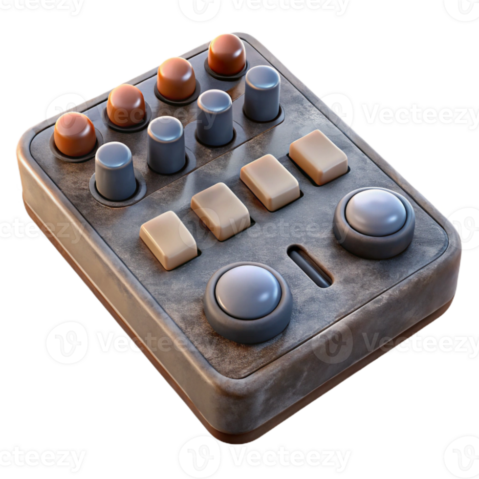 beautiful traditional Midi Controller Knobs and Sliders Top View Isolated exclusive png