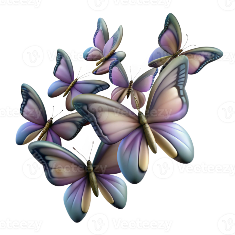 wonderful classic Migrating Butterfly Swarm on White high resolution png