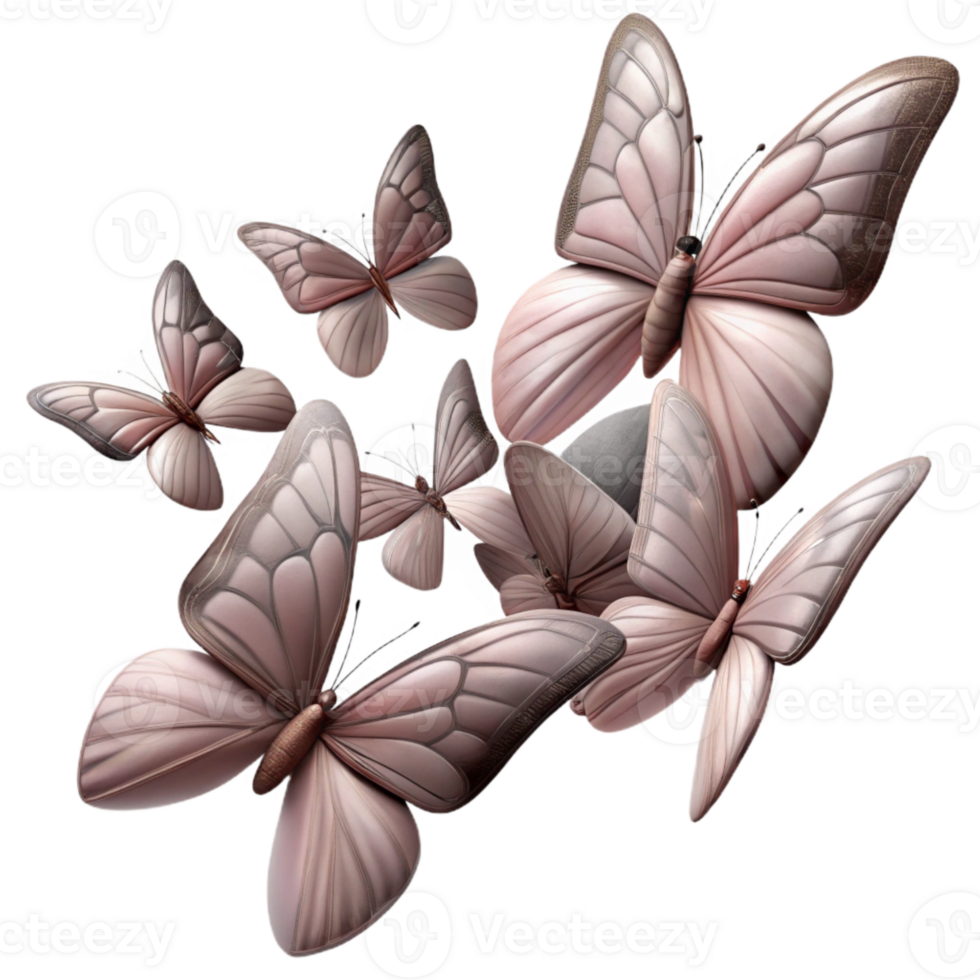 elegant classic Migrating Butterfly Swarm on White authentic png