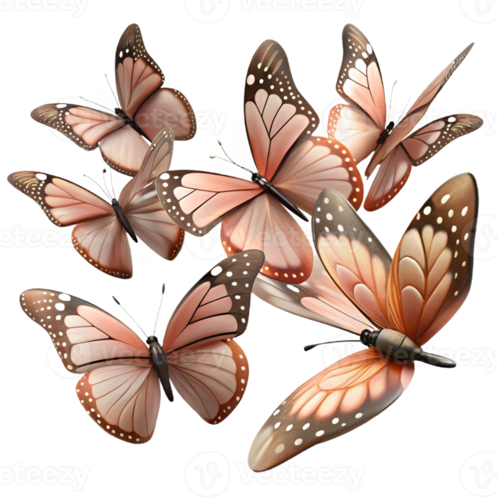 stunning abstract Migrating Butterfly Swarm on White authentic png