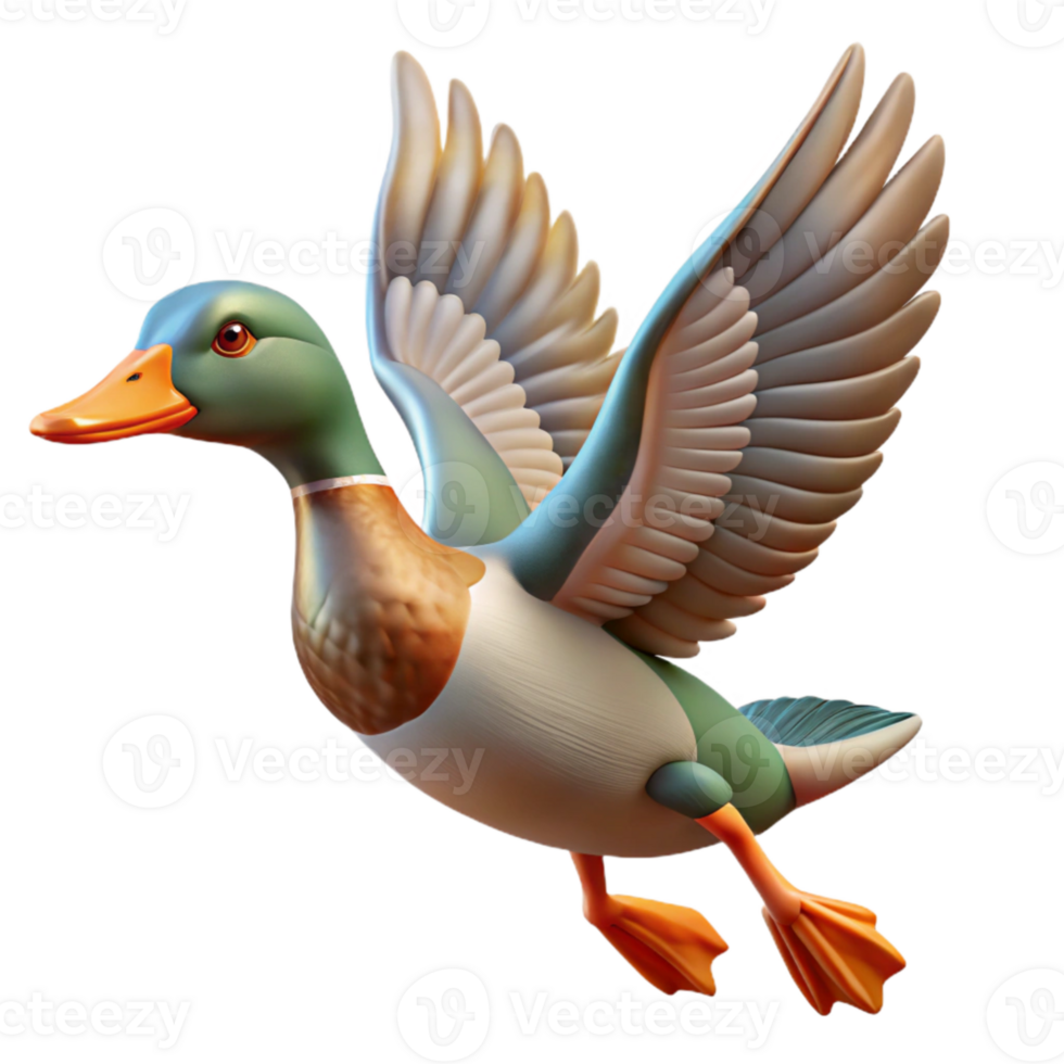 beautiful contemporary Migrating Ducks in Flight Cutout on Transparent Background high quality png