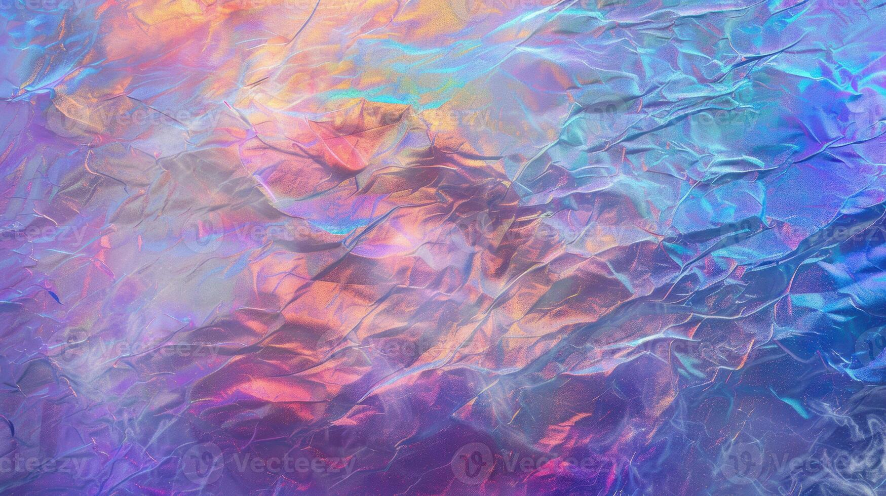Colorful iridescent abstract texture with wrinkled metallic surface photo
