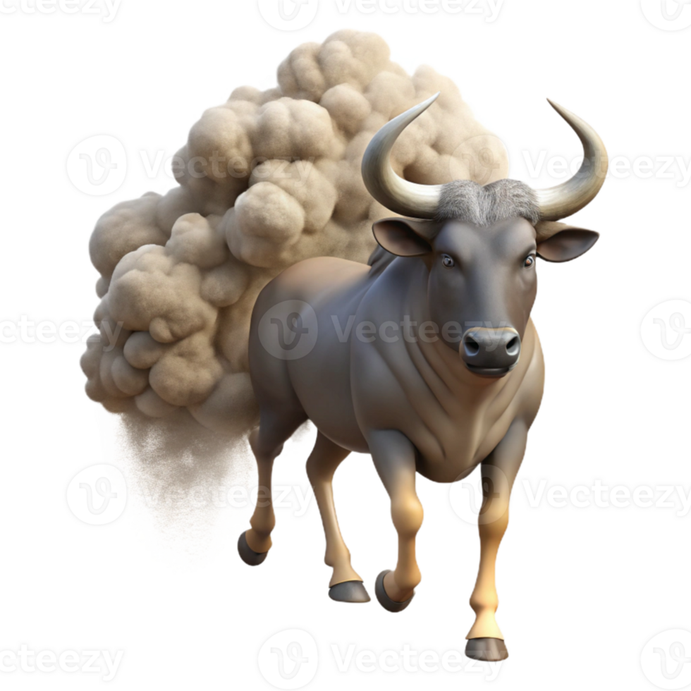 elegant contemporary Migrating Wildebeest Herd Dust Cloud Transparent Background premium png