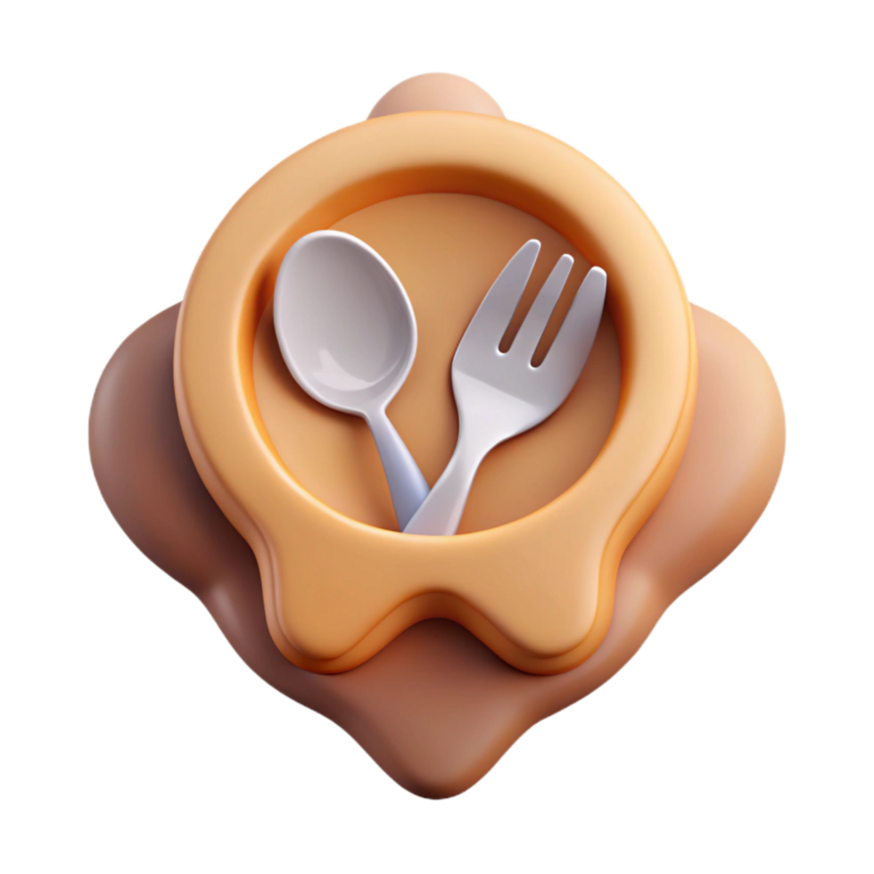 serene artistic Mindful Eating Icon Fork and Spoon Cutout high resolution png