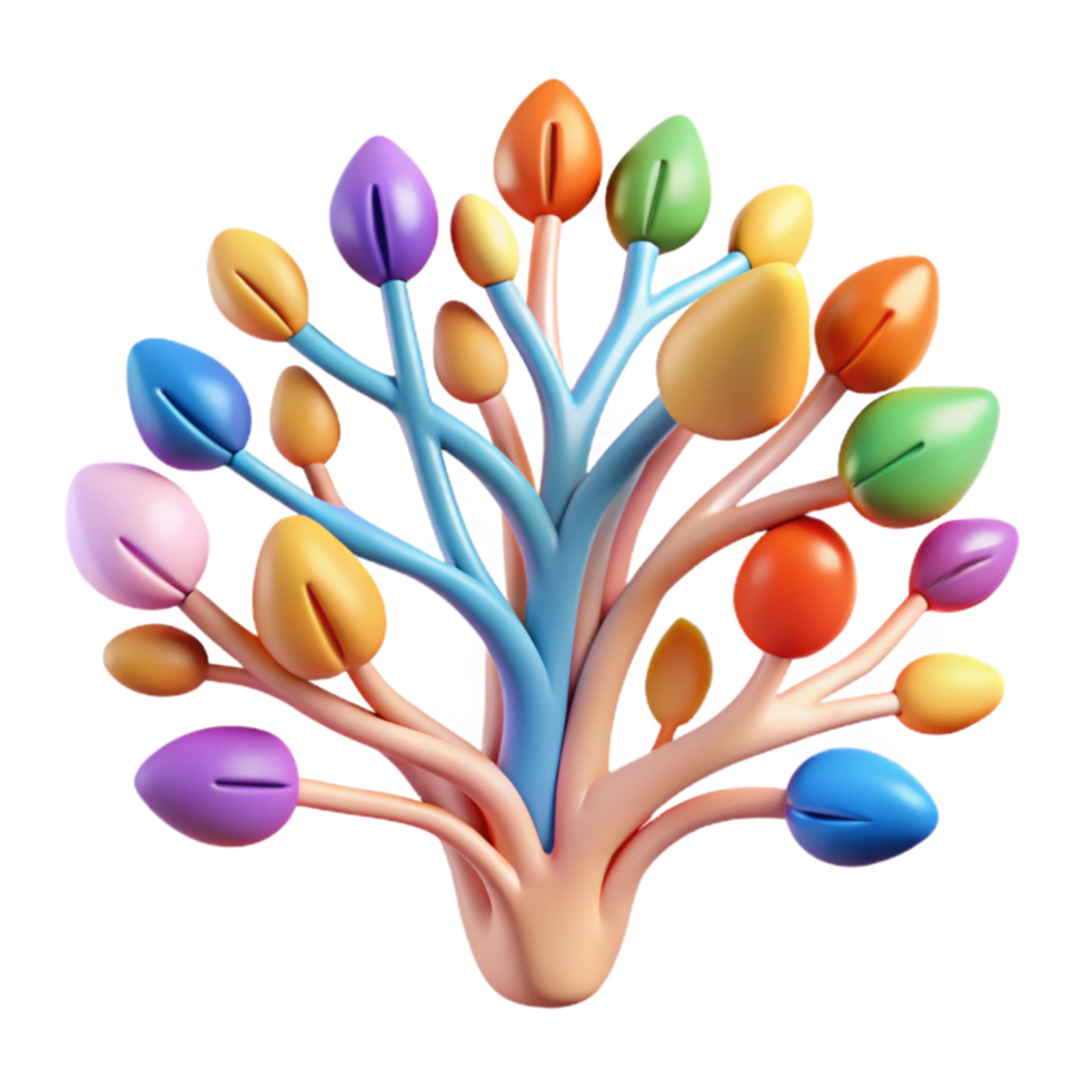 serene classic Mind Map with Branches Colorful Design Cutout detailed png