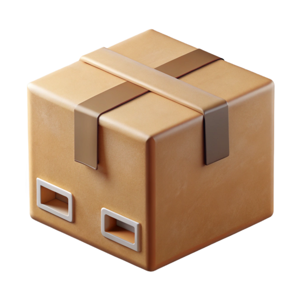 serene vintage Minimalist Cardboard Box Design Isolated Front View premium png