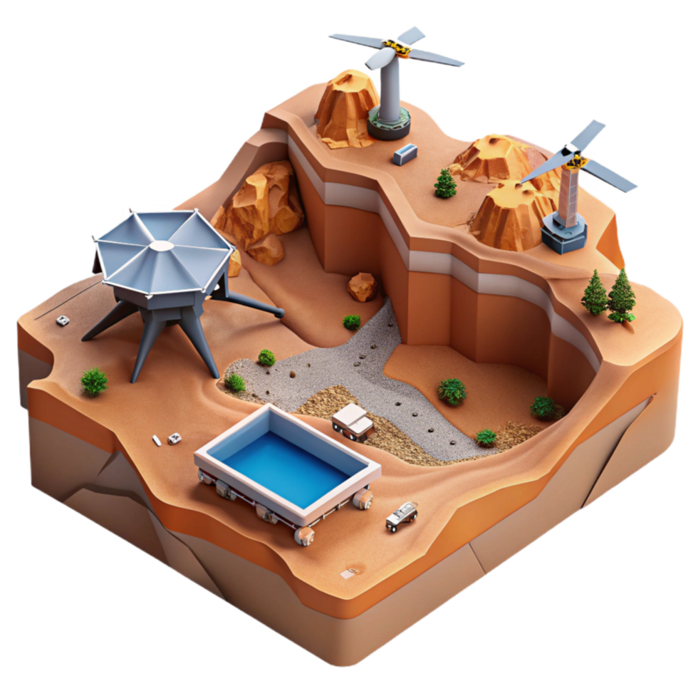 serene traditional Mining Area Aerial View with Drone Cutout png