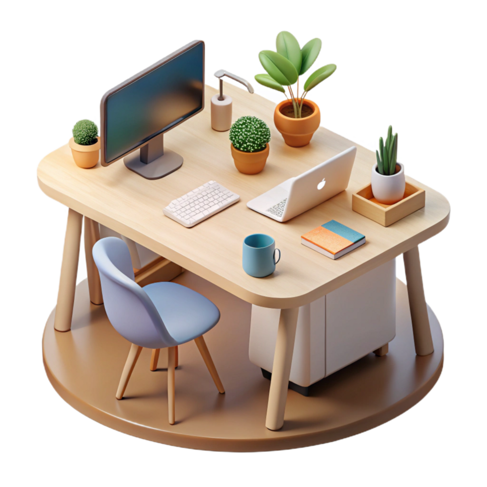 elegant abstract Minimalist Workspace Desk Setup Cutout authentic png