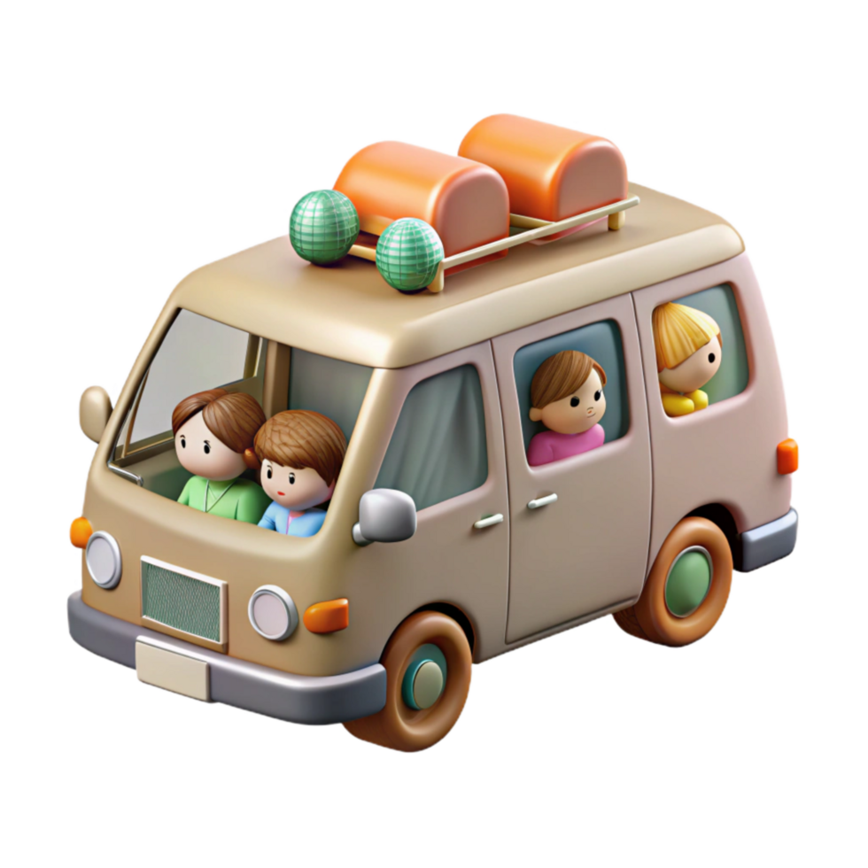 elegant modern Minivan with Family Stickers Transparent detailed png