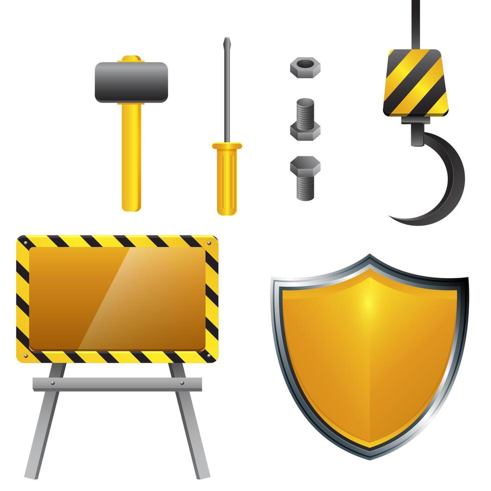 Design Construction Work Safety Tool Set vector