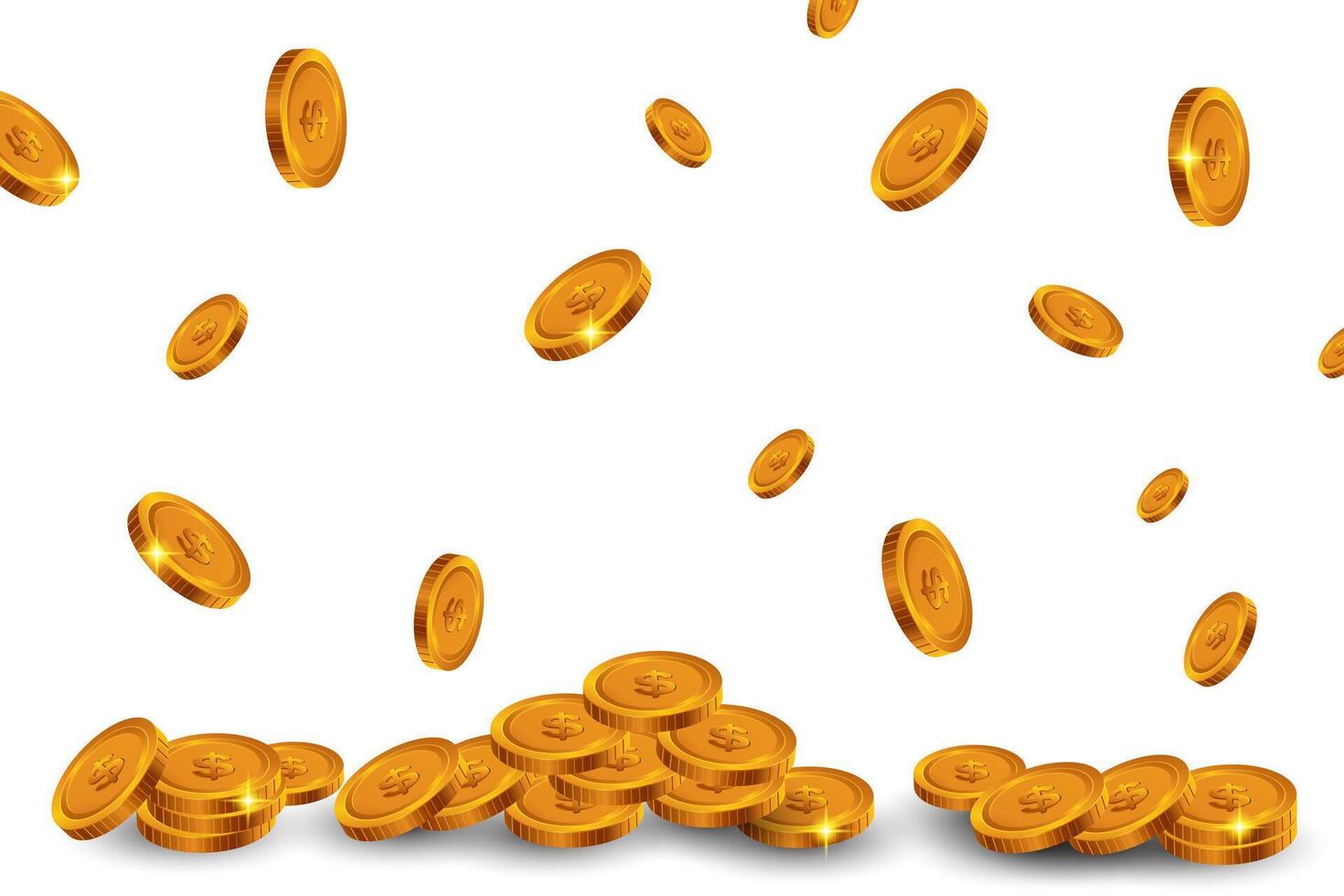 Gold coin design falling from the sky vector