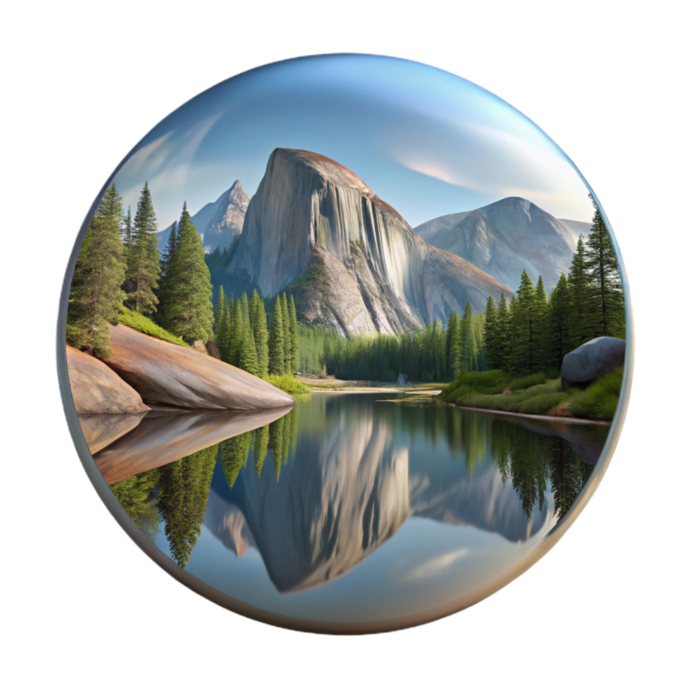 beautiful artistic Mirror Lake Yosemite Half Dome Reflection Isolated Element genuine png