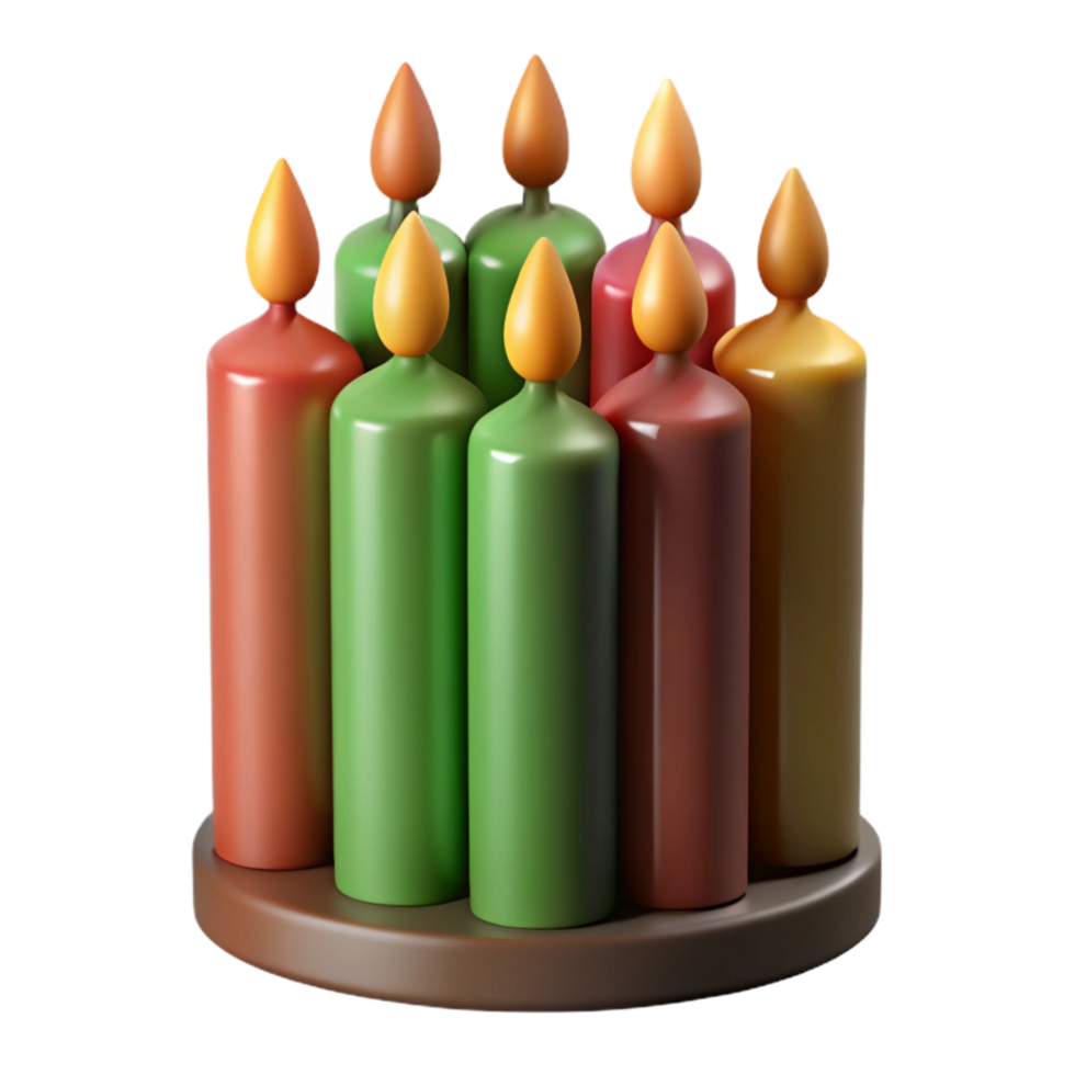 vibrant modern Mishumaa Saba Seven Candles Kwanzaa Isolated authentic png