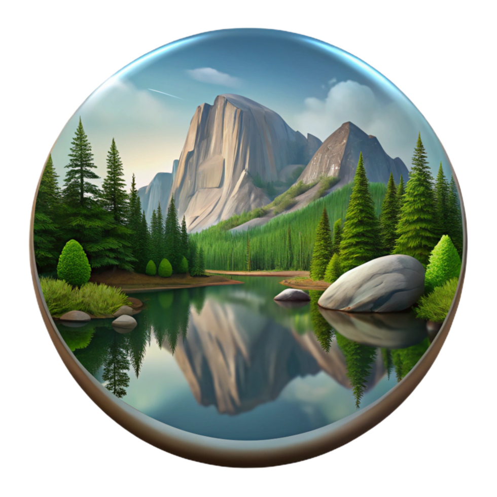 serene minimalist Mirror Lake Yosemite Half Dome Reflection Isolated Element genuine png