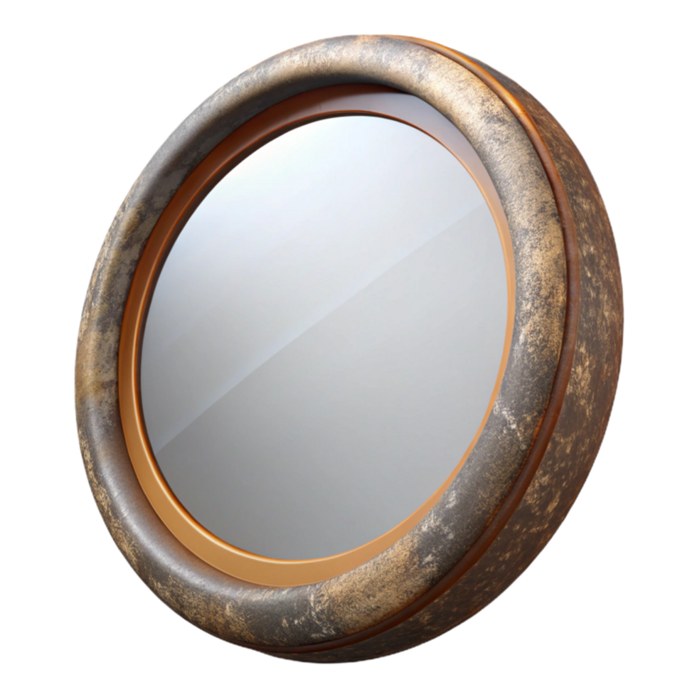 elegant artistic Mirror Round Framed Transparent Background detailed png