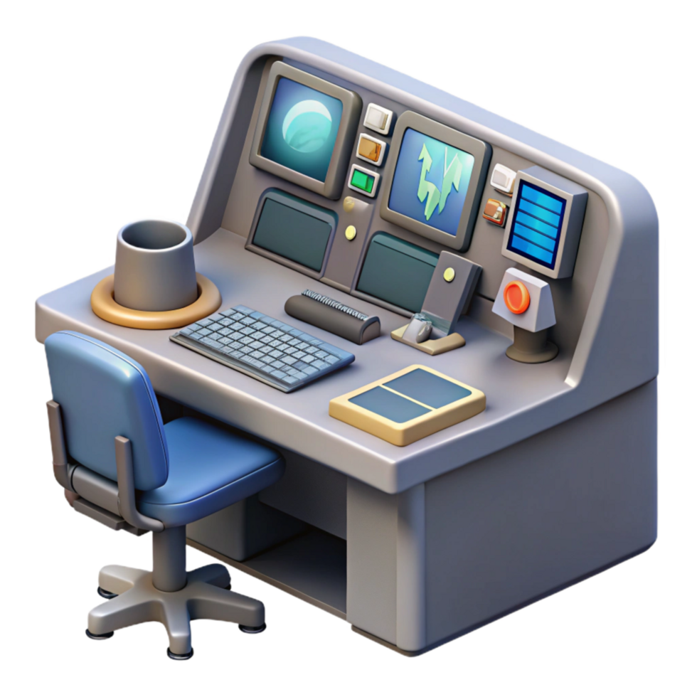 elegant artistic Mission Control Desk Top View Cutout professional png