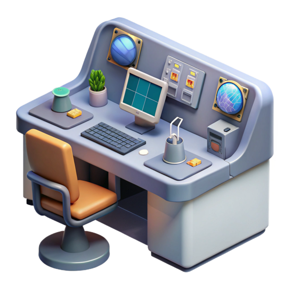 elegant classic Mission Control Desk Top View Cutout authentic png