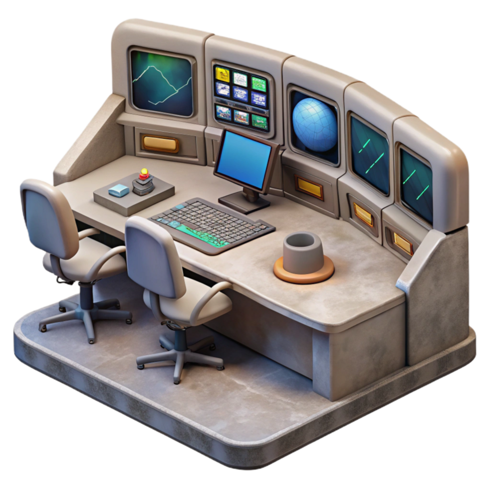 serene traditional Mission Control Center with Monitoring Screens authentic png