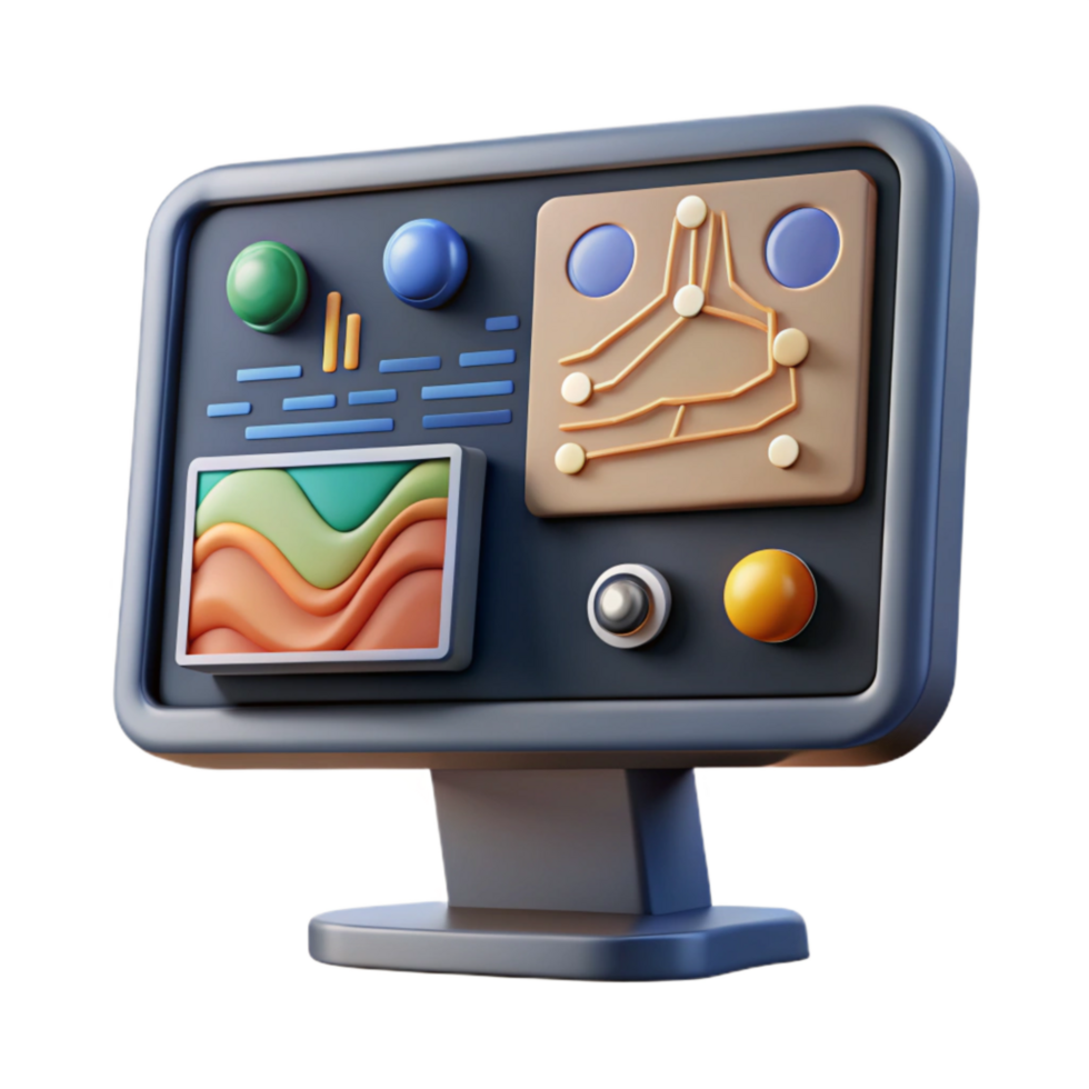 serene minimalist Mission Control Large Screen Displaying Data Cutout png